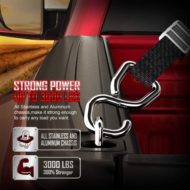 Tigeracing Tie Down Anchors Retractable Truck Bed Top Side D Ring Compatible with 2015-2026 F150 / 17-26 F250 & F350 Super Duty / 17-26 Raptor - 3000 LBS Capacity of 4 - Image 4